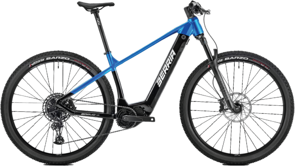 A blue mountain bike